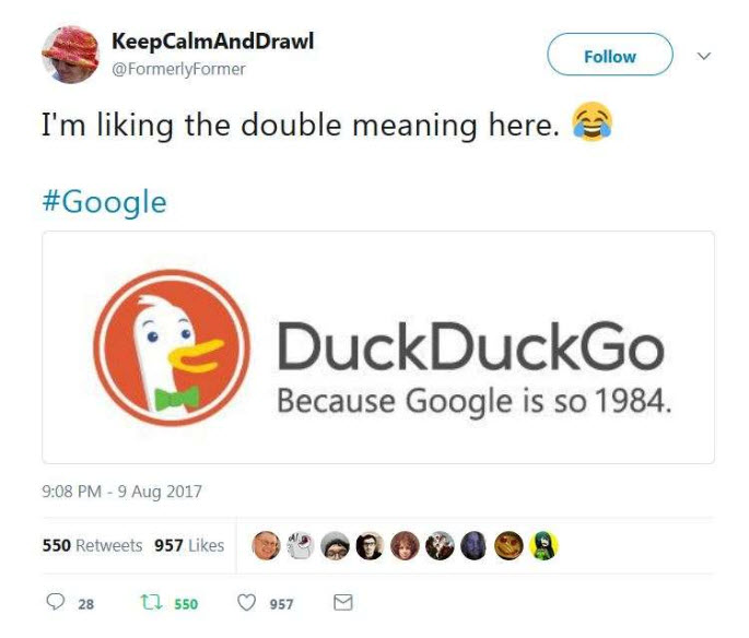 DuckDuckGo Because Google is so 1984